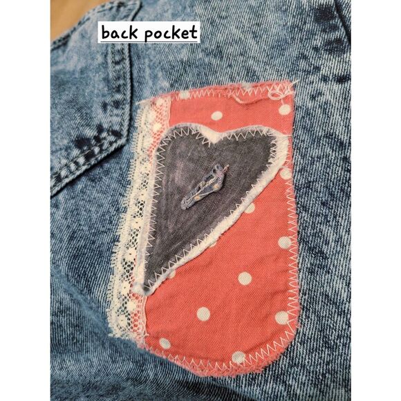 Boho patched plus size jeans lace 16 18 reworked upcycled patchwork diy eclectic - Picture 10 of 16